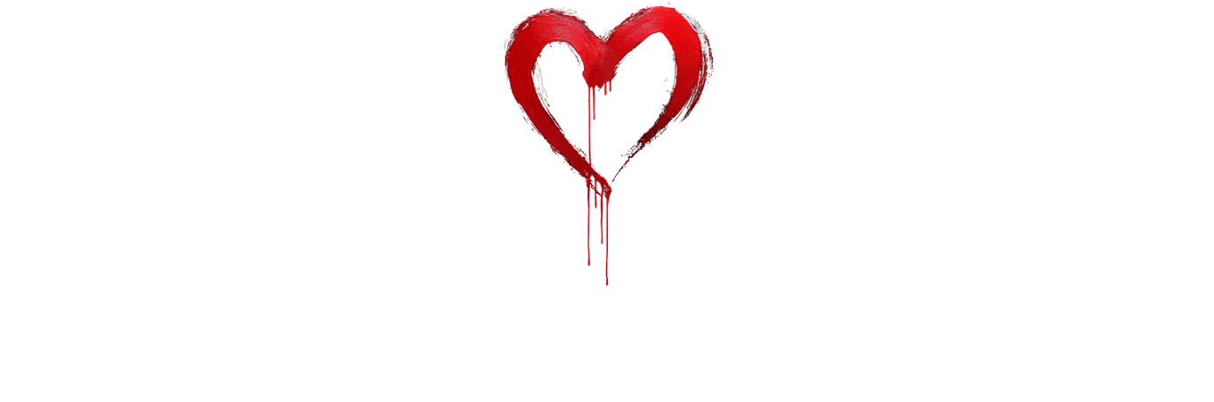 Red painted heart with dripping effect above bold white Ink In The Water text on black background